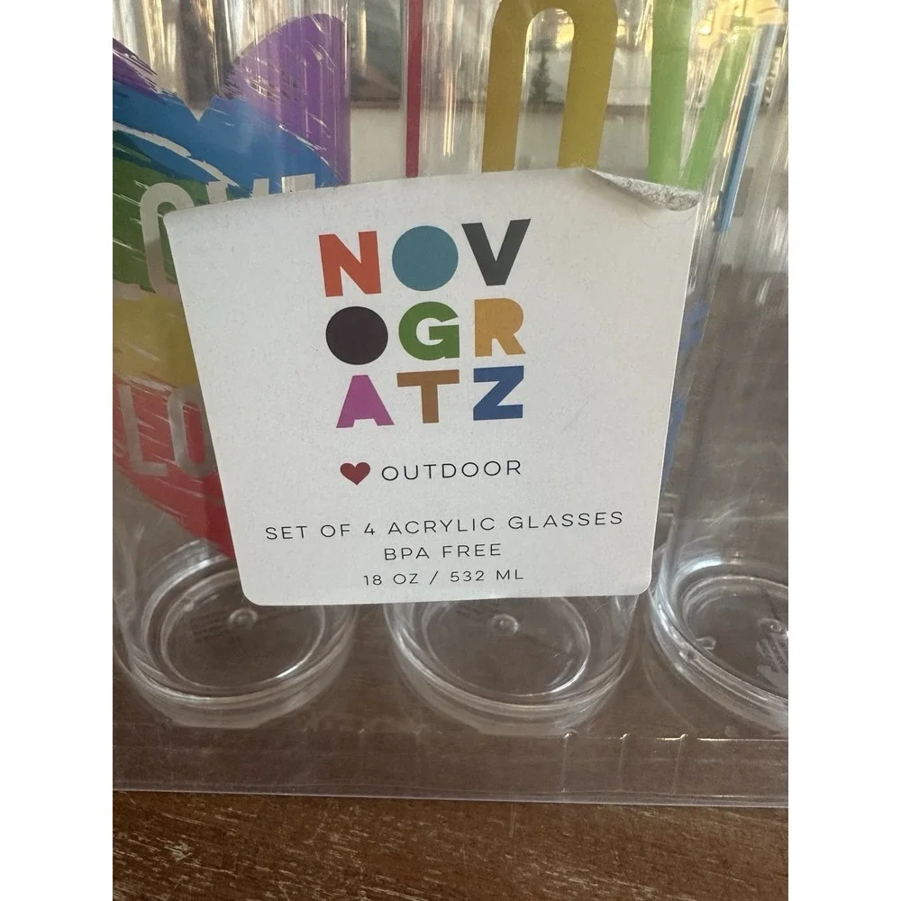 NOVOGRATZ Love Is Love Set‎ Of 4 Acrylic Tumbler Glasses LBQGT Parade 18oz
